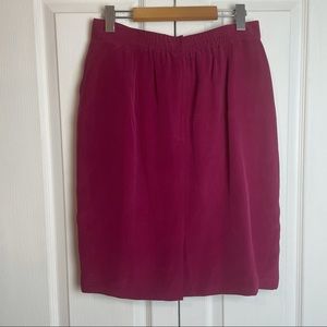 SILK Raspberry Hued Straight Skirt